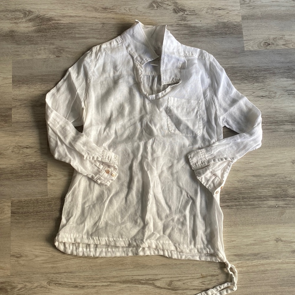 Brochure Walker White Linen Shirt Top L